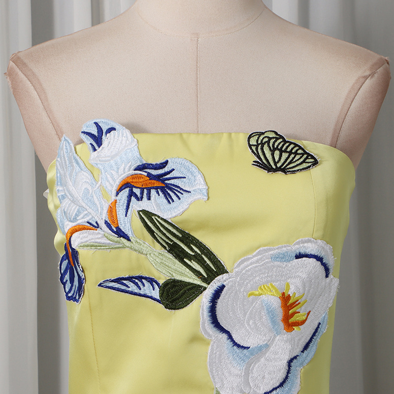 1bcb72ec672175a3dd7053bf4c7fc67f.jpg Fashionslee Women Jeneth Yellow Strapless Flower Maxi Dress