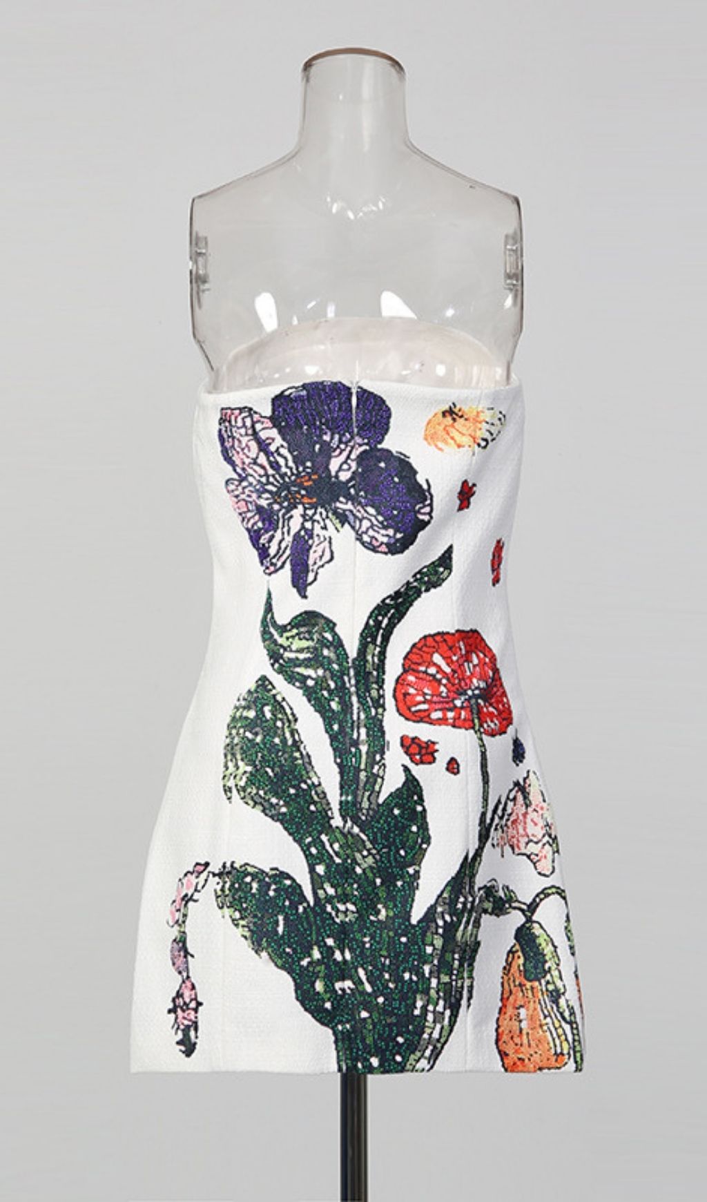 1bcc7ff5c79ae1e6b0dc17f5320a1fec.jpg Fashionslee Women Kenley White Strapless Flower Mini Dress