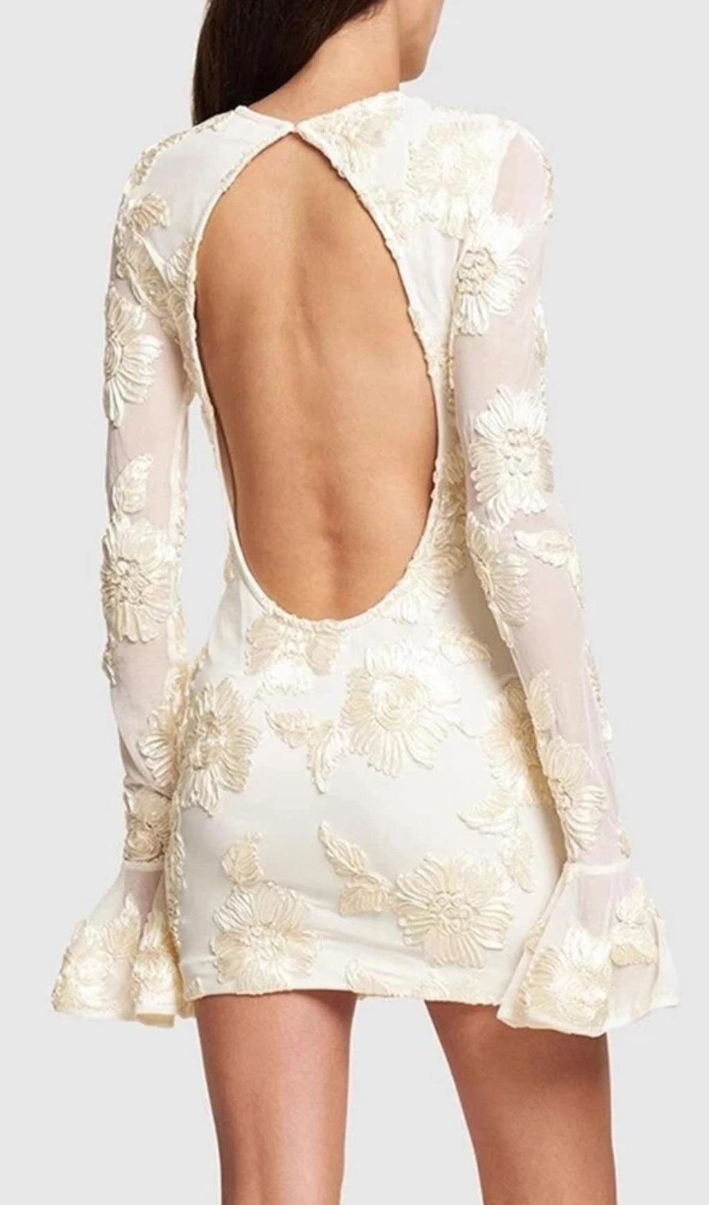 Fashionslee Women Arisa 3D Mesh Flower Mini Dress