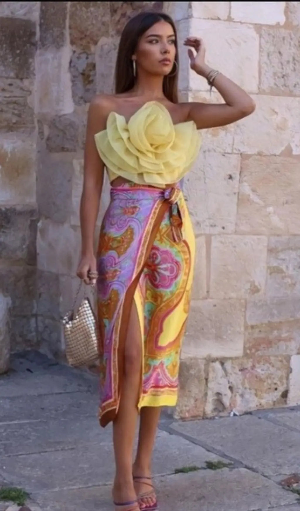 Fashionslee Women Yellow Flower Top