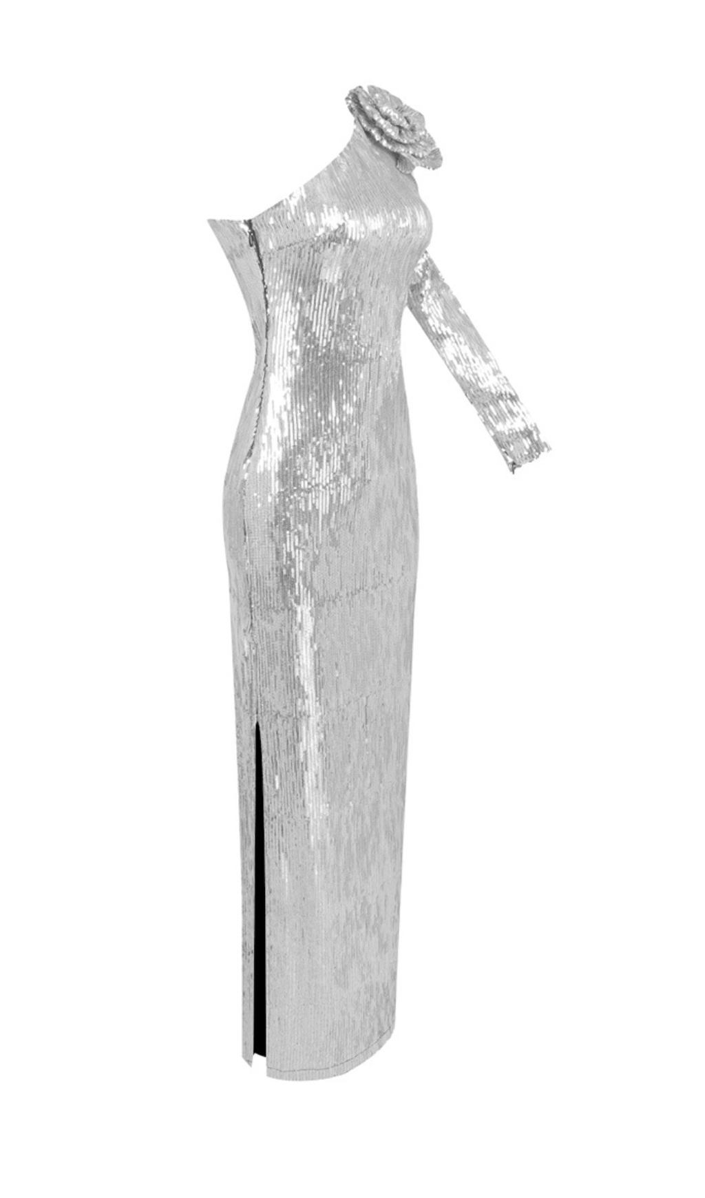1c3526fdbe2df9184727a415fc9a2684.jpg Fashionslee Women Charlot Silver Sequin Flower Maxi Dress