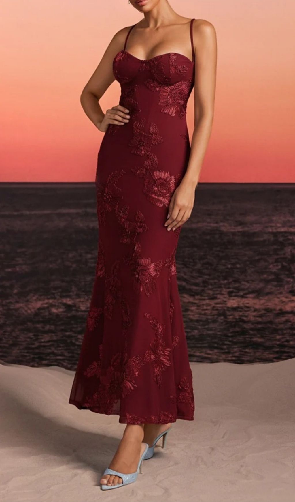 1c3ea47d0afa616a04e324531fbb98a4.jpg Fashionslee Women Zryne Spaghetti Embroidered Flower Maxi Dress In Wine