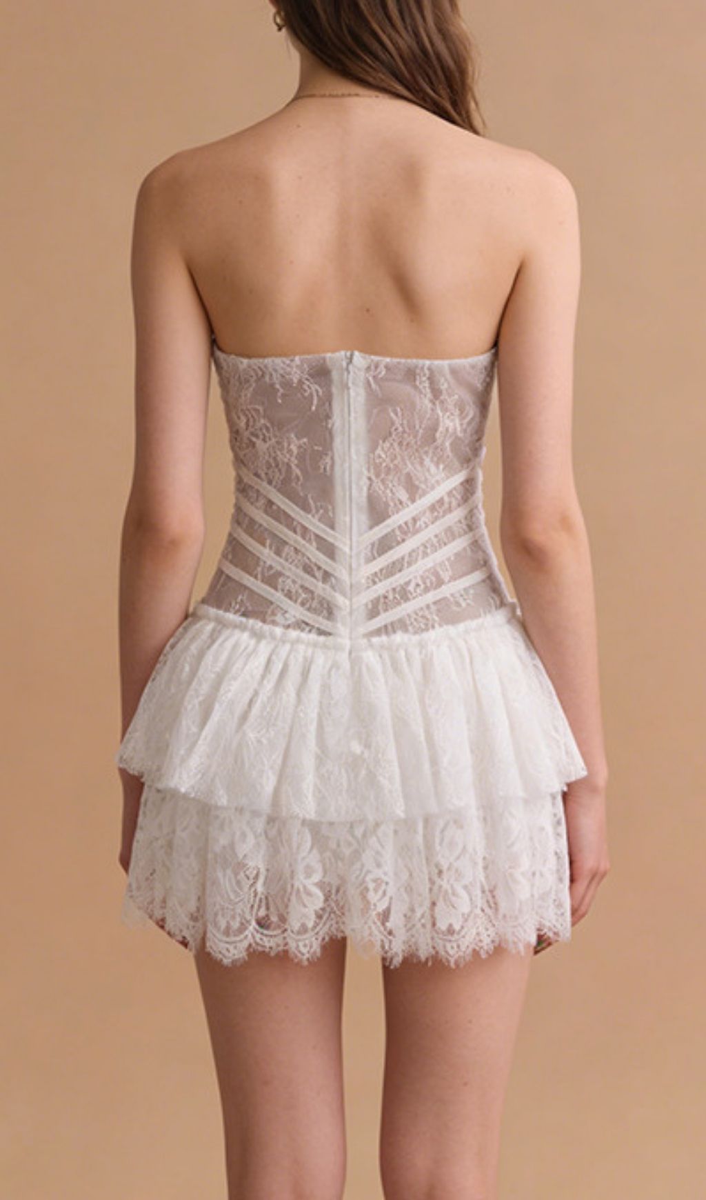 Fashionslee Women Keona Strapless Lace Mini Dress