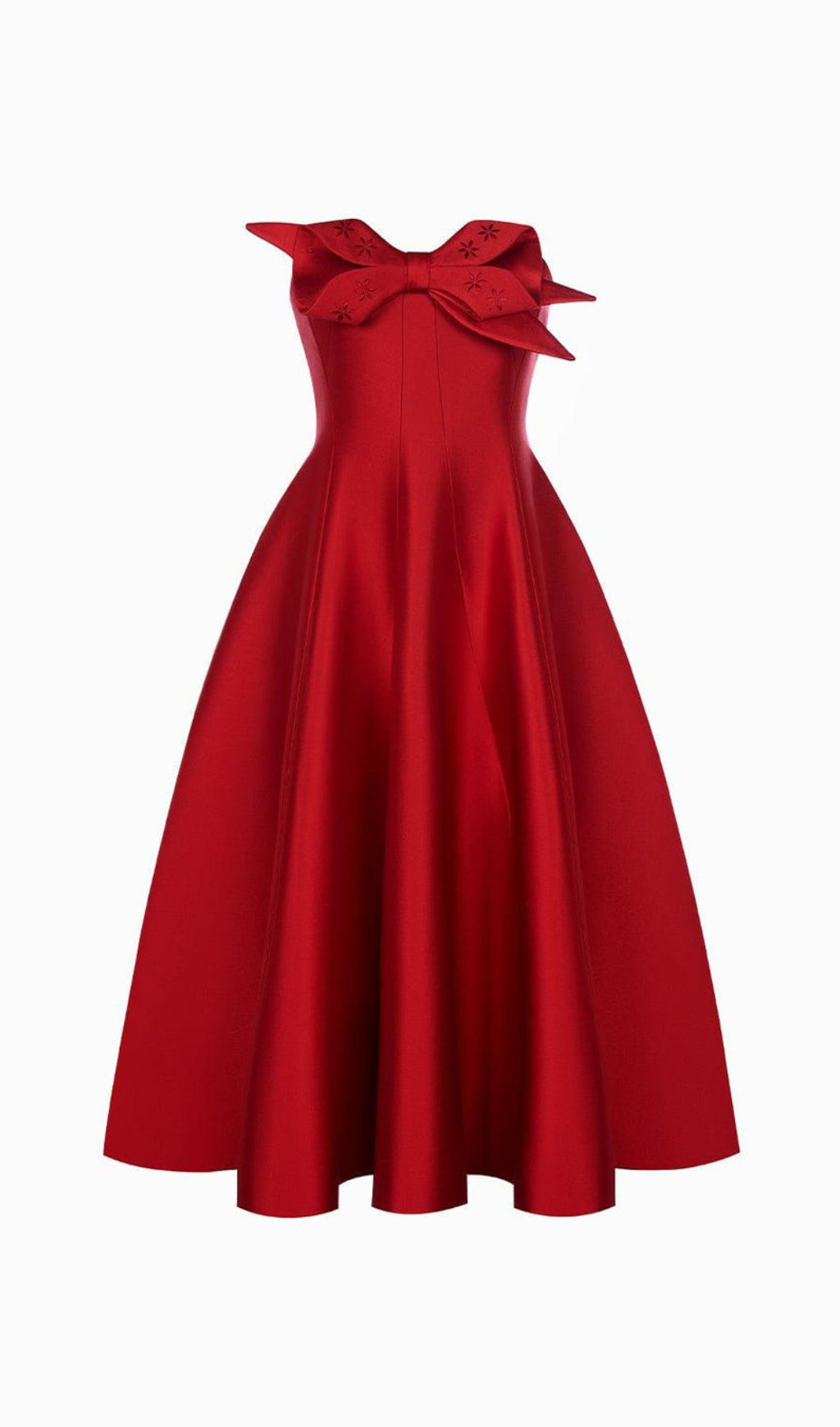 Fashionslee Women Avani Red Flared Semi-Heart Neck Taffeta Dress