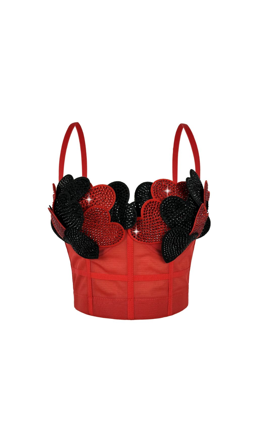 Fashionslee Women Java Diamante Heart Crop Top