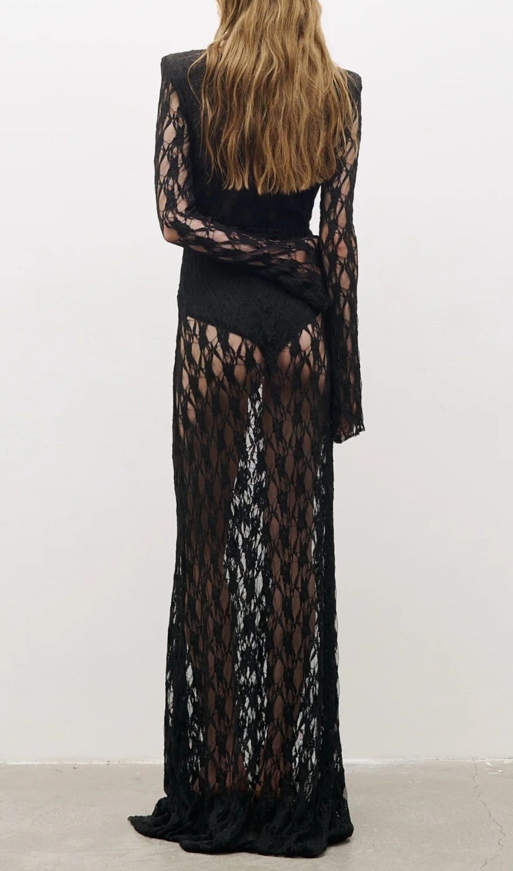 Fashionslee Women Jemma Black Long Sleeve Lace Maxi Dress