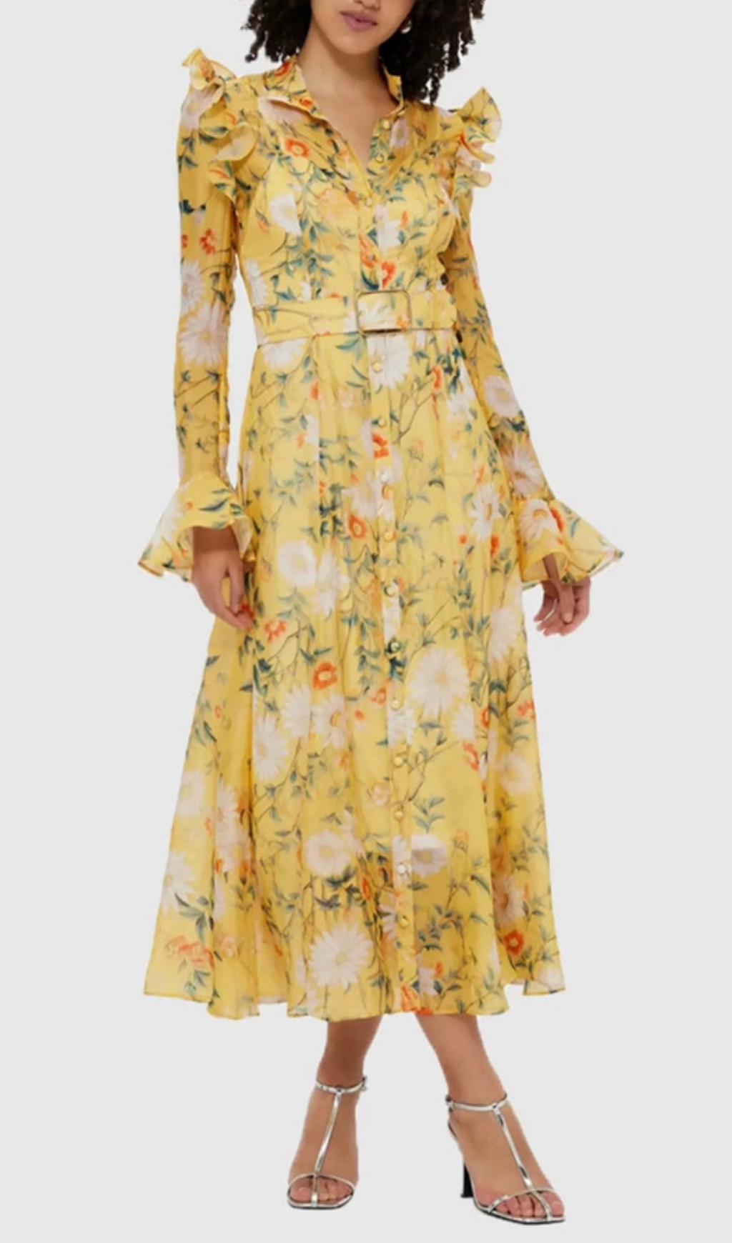 1cba99d770d666f0263d8aff0836baf9.jpg Fashionslee Women Eder Yellow Floral Long Sleeve Midi Dress