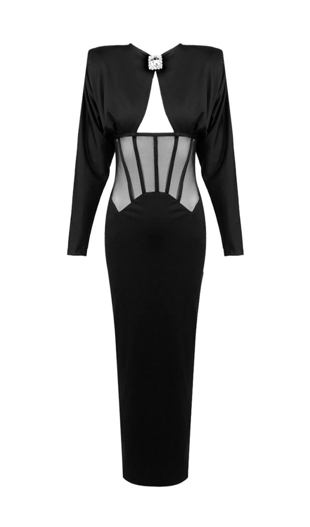 1cc778f62014d282750d87a87b2f5684.jpg Fashionslee Women Inara Black Long Sleeve Corset Maxi Dress