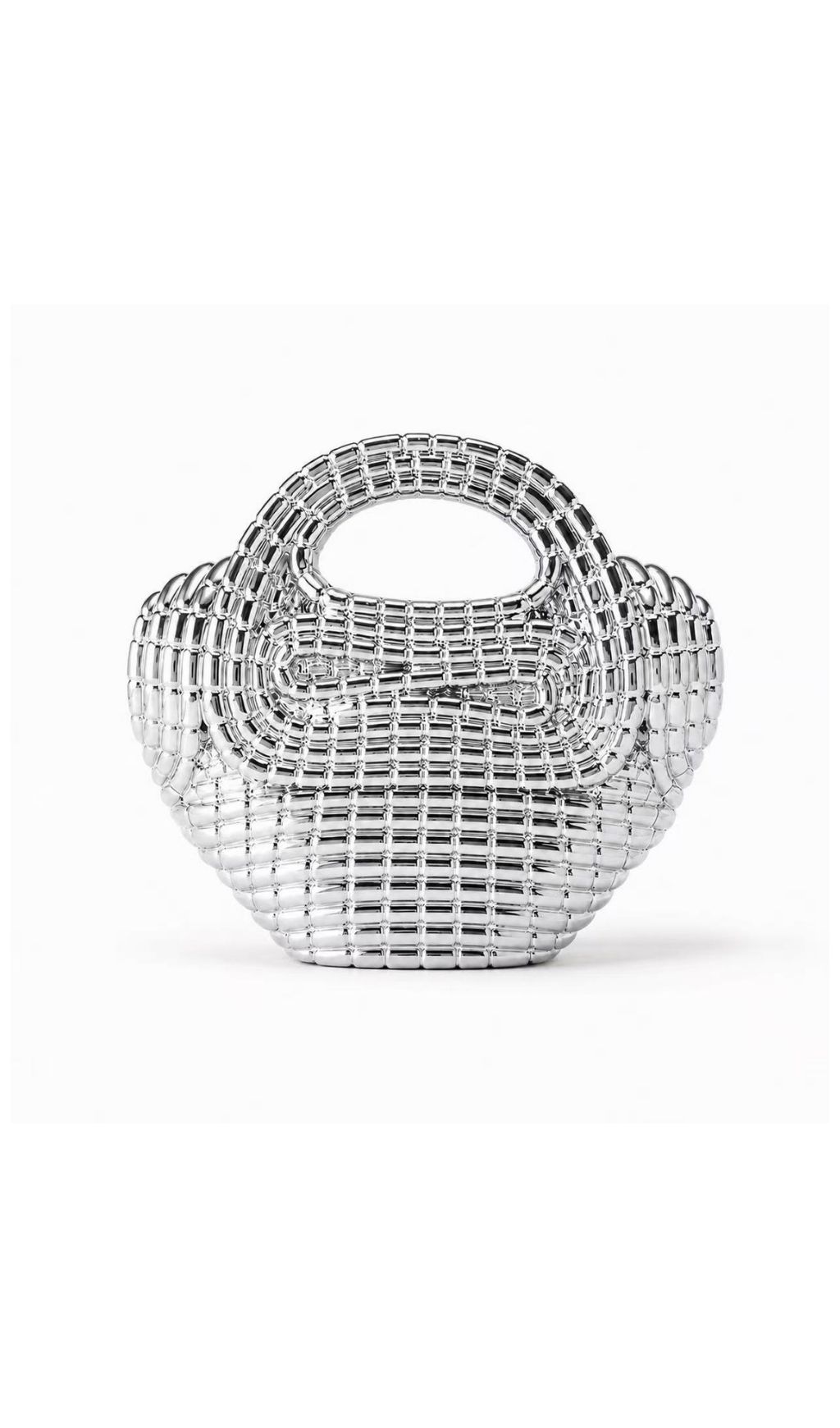 Fashionslee Women Raxelyn Silver Sculpted Grid Bag