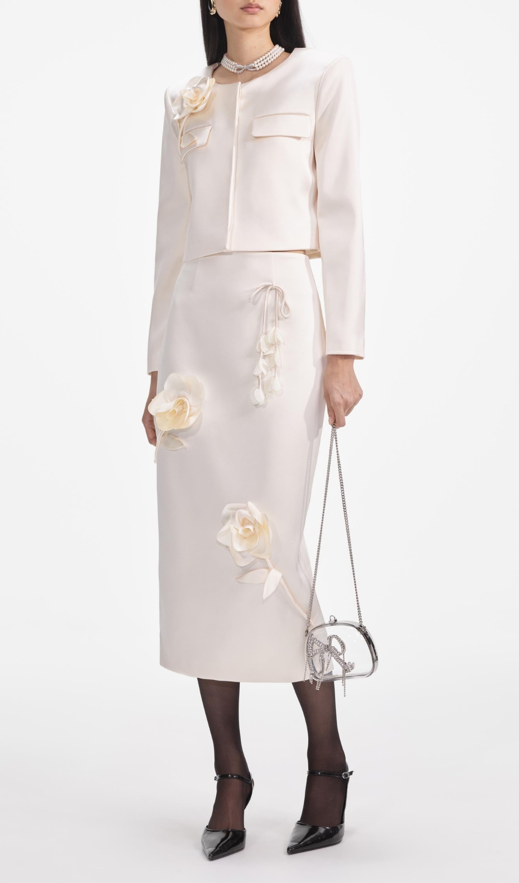 1d40cd40a4943712aece50cfd651ed20.jpg Fashionslee Women Cream 3D Flower Satin Midi Skirt