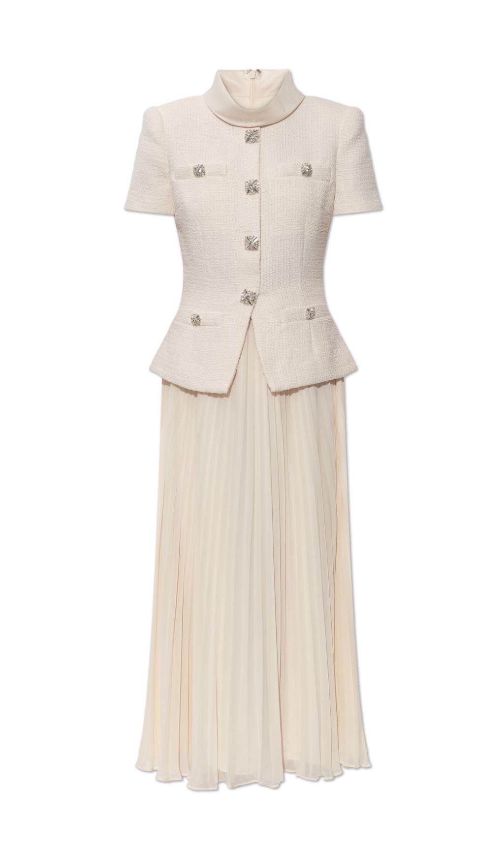 1d427be758fbae7a3b0f323ea1486b07.jpg Fashionslee Women Cream Dress With Pleated Skirt