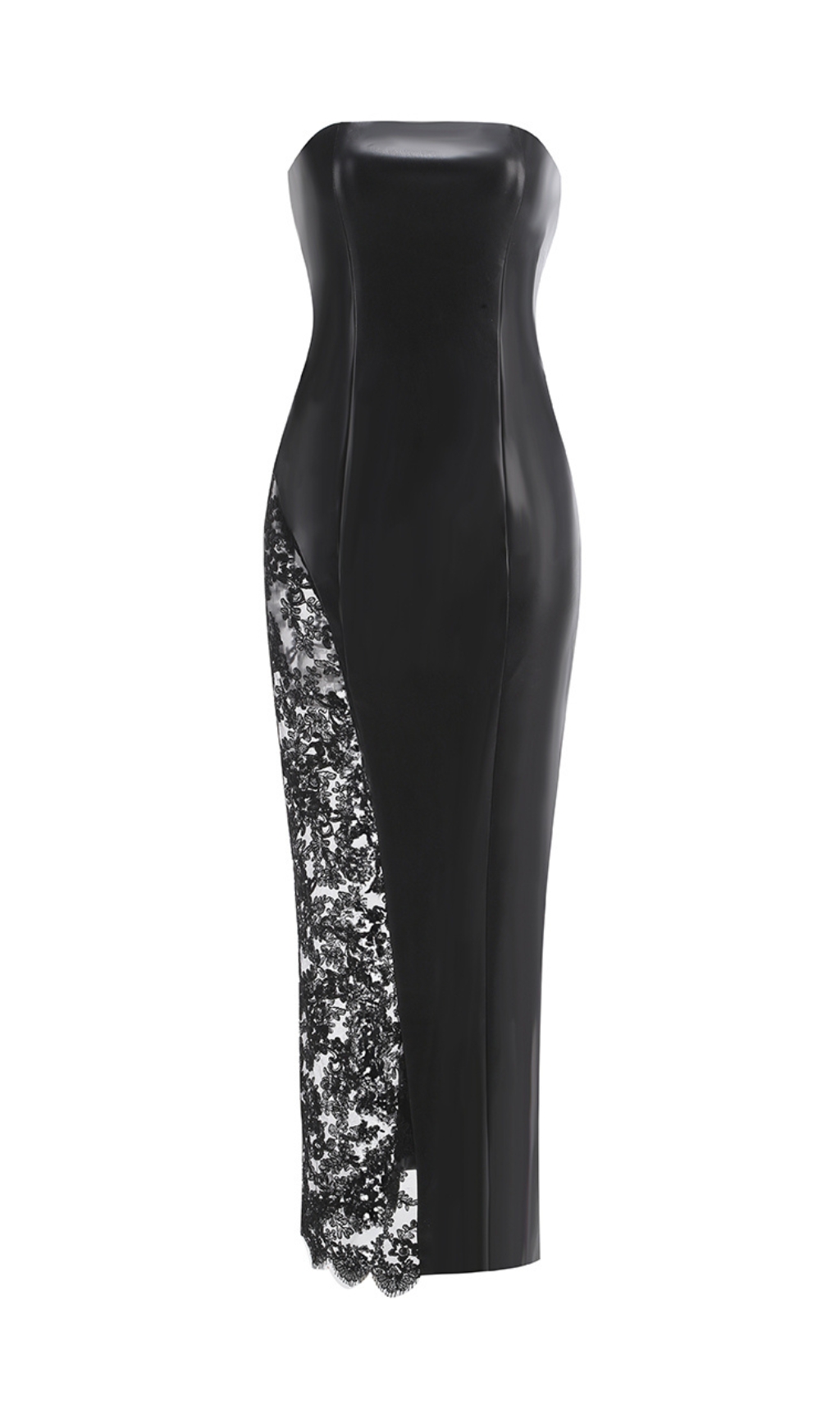 1d71237ecc33ff879133a233218d718d.jpg Fashionslee Women Caley Black Strapless Leather Lace Maxi Dress