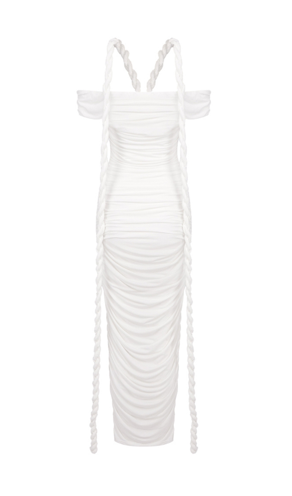 1d7bf4cdf11b2b2bbc54eee072a1442e.jpg Fashionslee Women Buddug White Bardot Ruched Maxi Dress