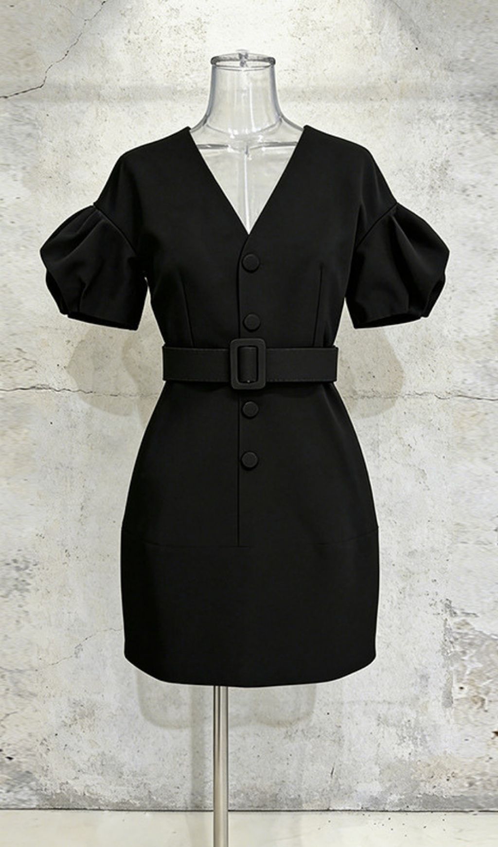Fashionslee Women Kazuo V-Neck Puff Sleeve Mini Dress