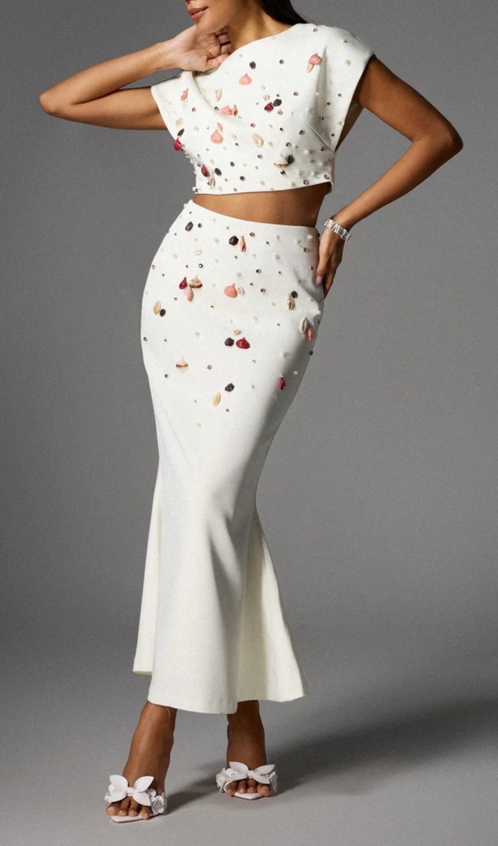 1d95753f5d0473ab054e5ee71bee65bf.jpg Fashionslee Women Alaura Seashell Pearl Skirt Set