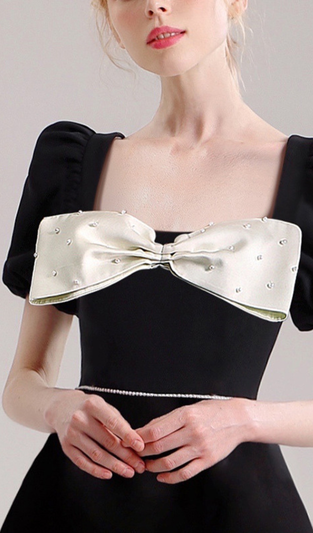 1d9f034ba249eea625a99b5649509906.jpg Fashionslee Women Cheick Black Bow Mini Dress