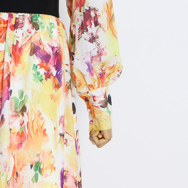 Fashionslee Women Poise Print Silk Midi Dress In Multi-Color