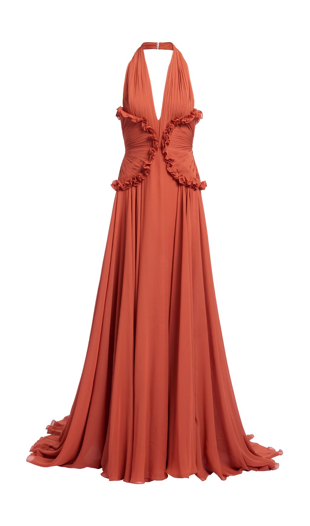 Fashionslee Women Gili Orange Halter Maxi Dress