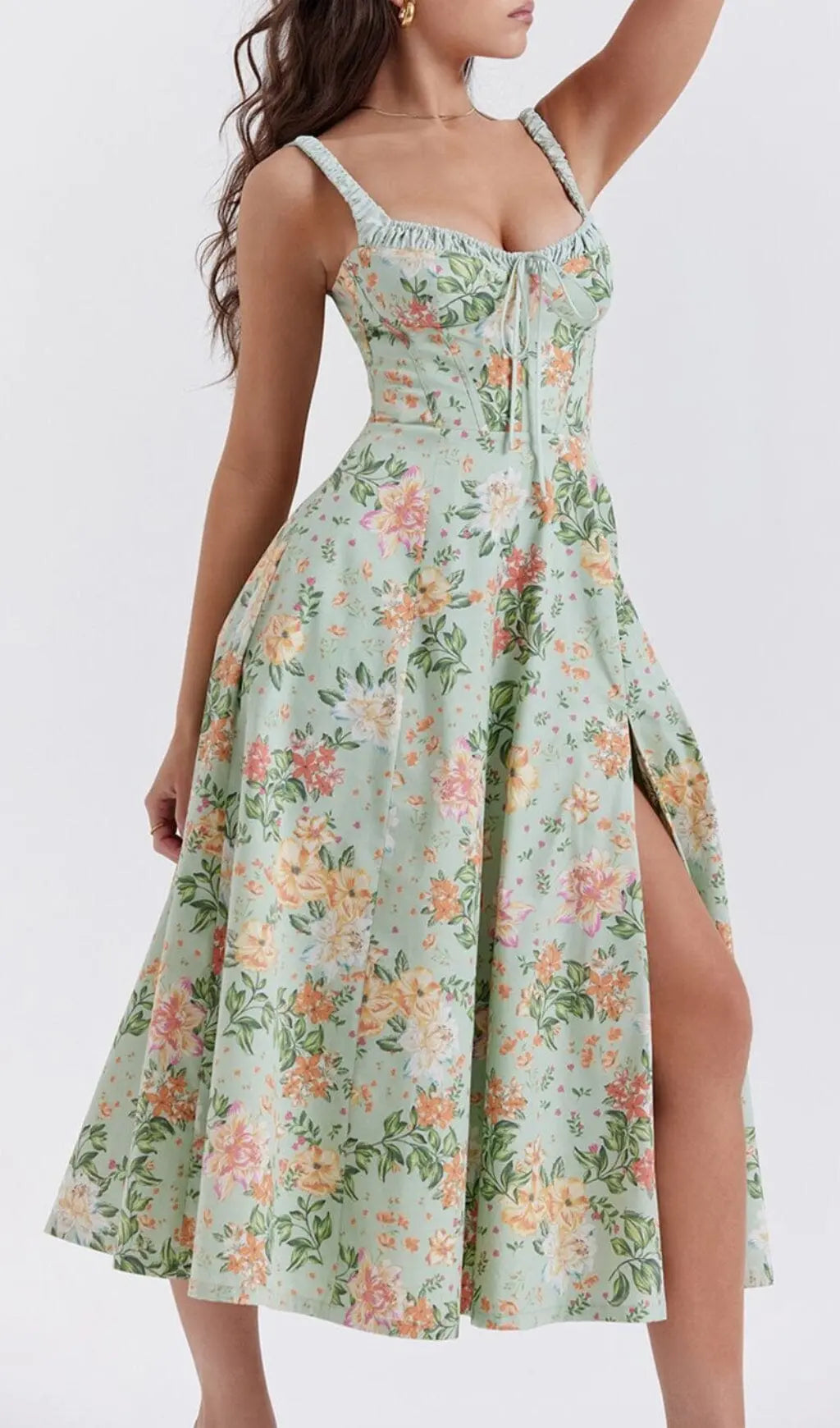 1eed5bcad6a14507bdf279ee9d610fcf.jpeg Fashionslee Women Light Jade Print Bustier Sundress