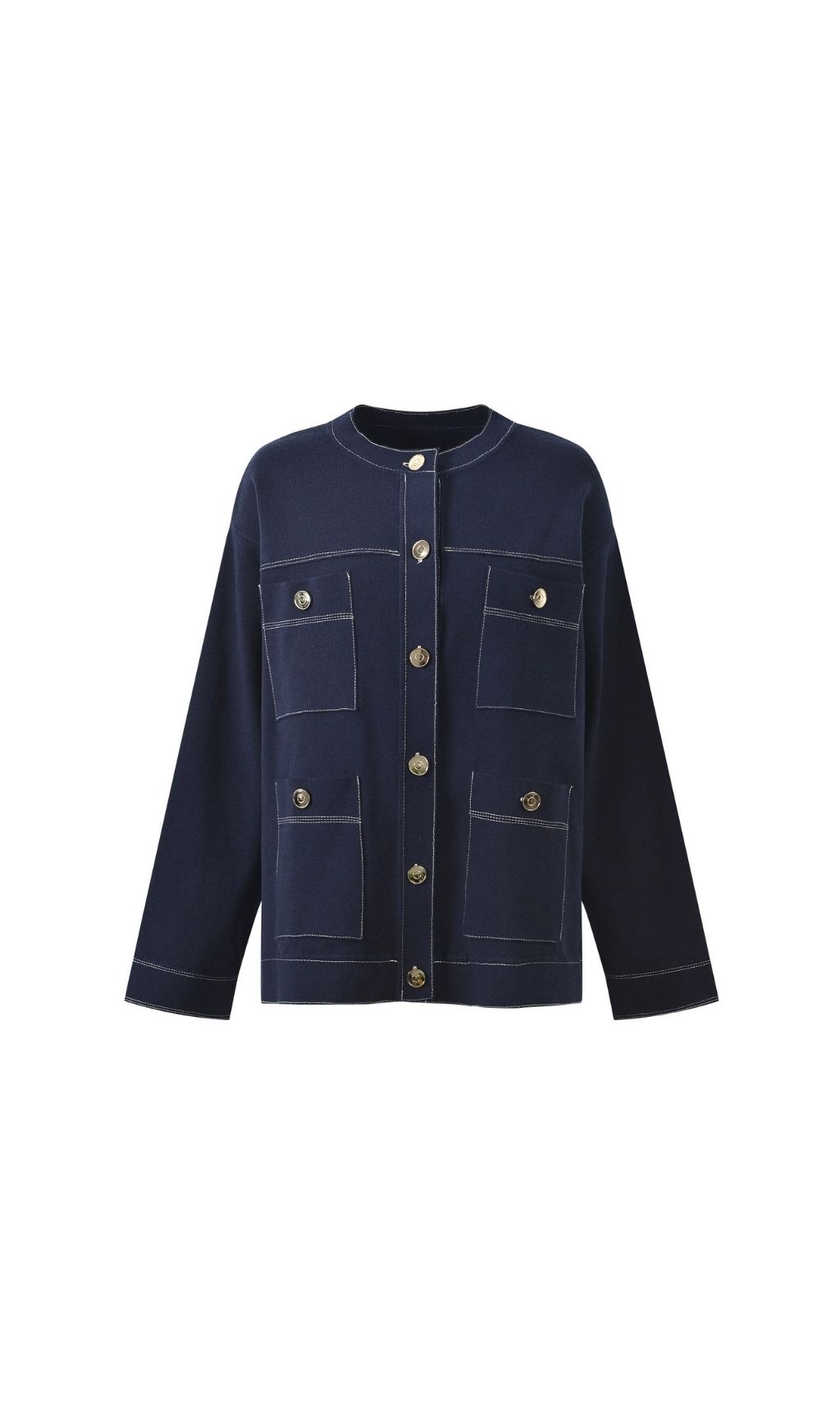 1f272277aa84a03a5c17cd70bc4b7879.jpg Fashionslee Women Contrast Stitch Cardigan