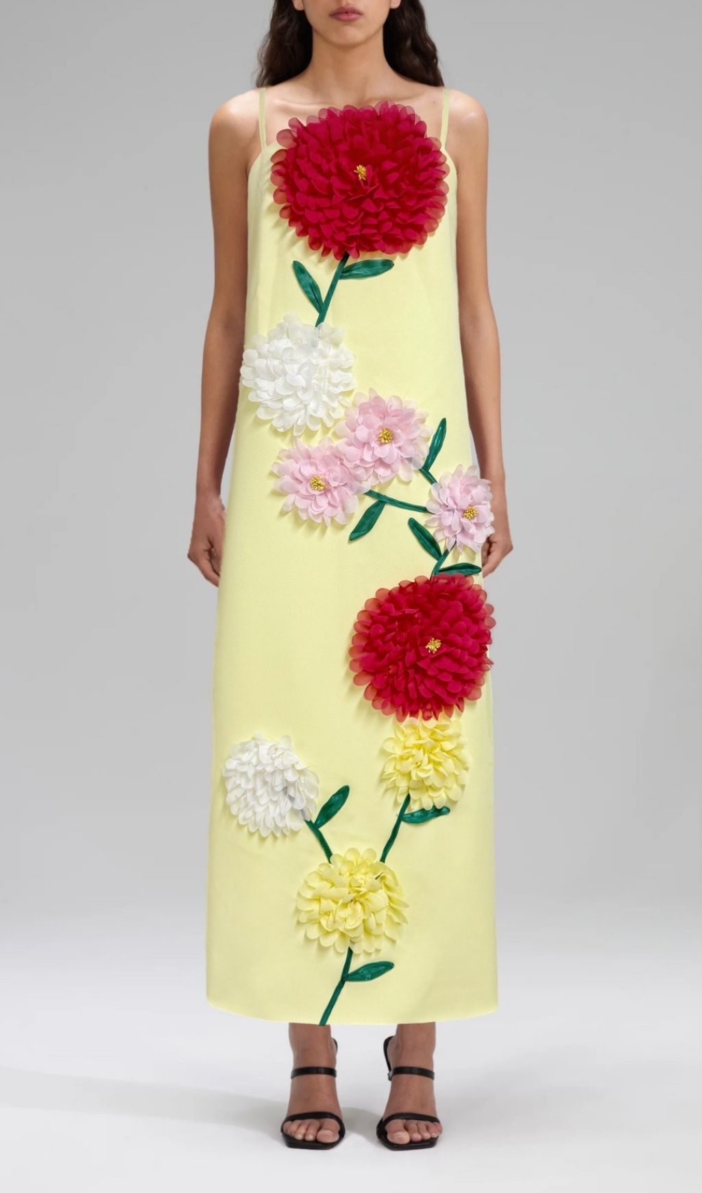 Fashionslee Women Erica Yellow Strappy Flower Maxi Dress
