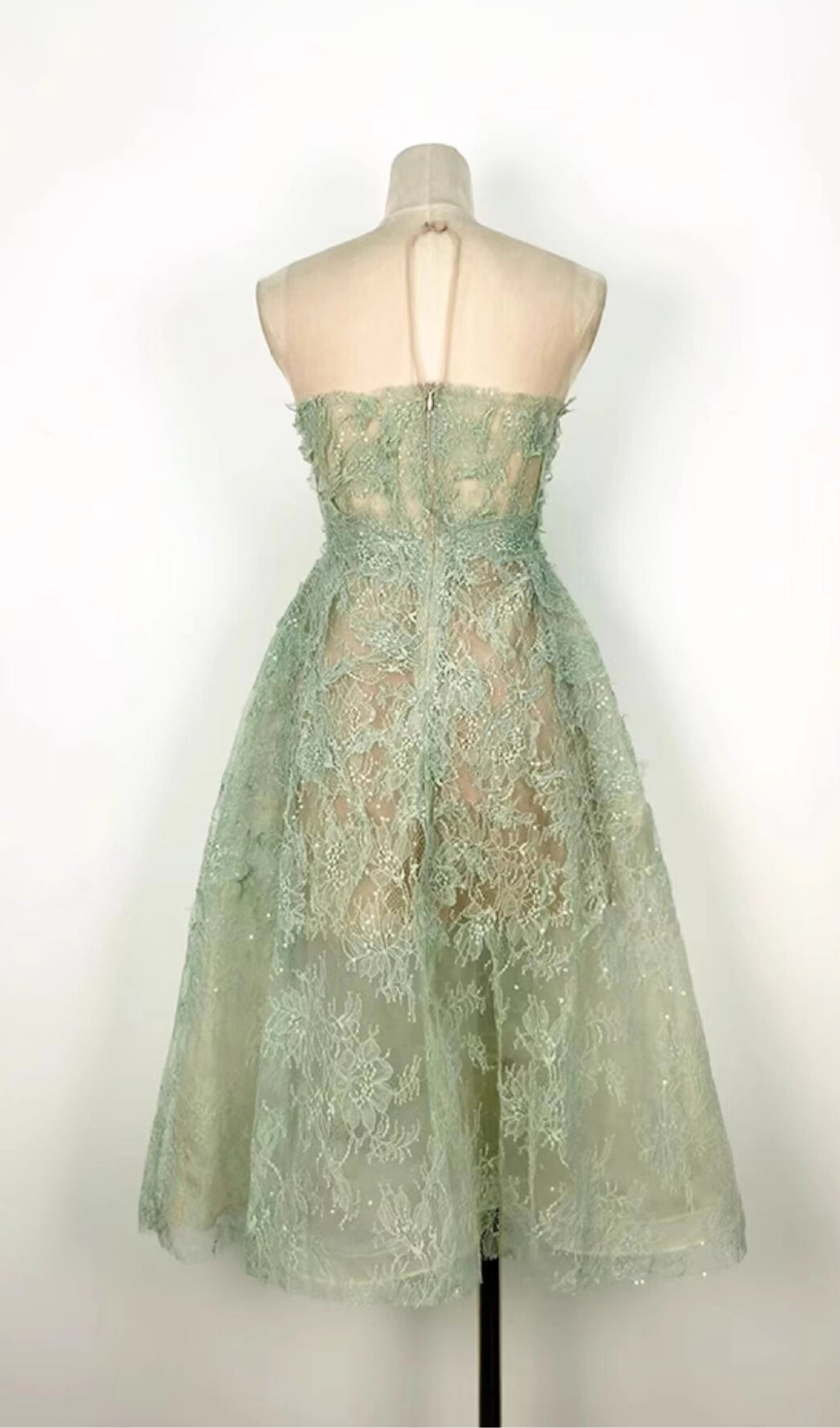 Fashionslee Women Allyson Green Floral Lace Embroider Midi Dress