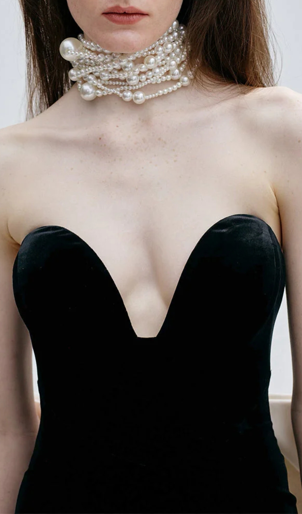 Fashionslee Women Strapless Bustier Bow Detail Maxi Dress Black White