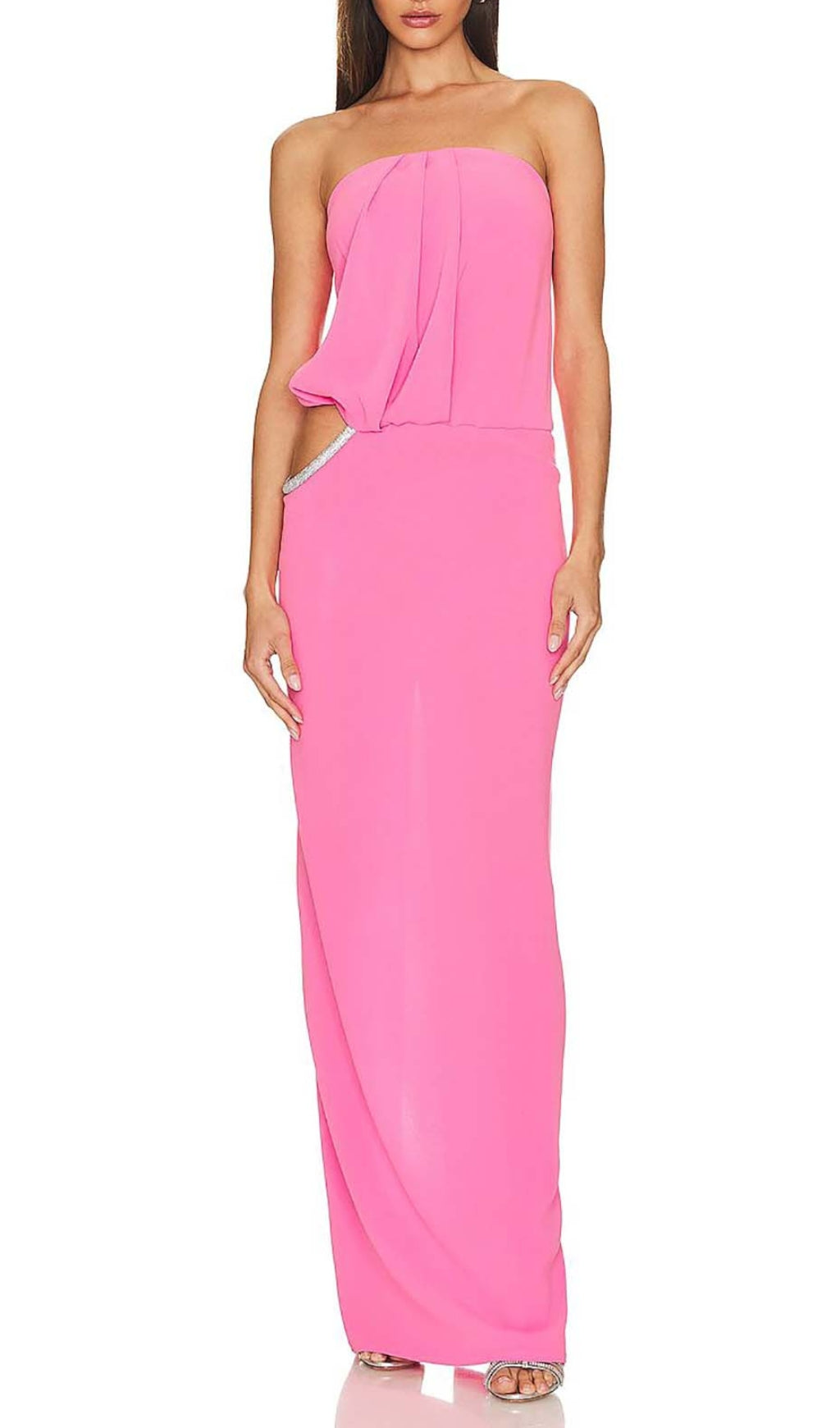 Fashionslee Women Cutout Strapless Maxi Dress In Pink