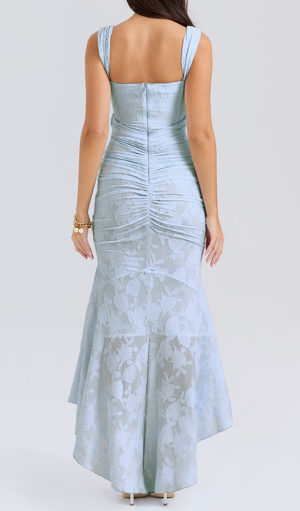 Fashionslee Women Anaëlle Blue Floral Corset Maxi Dress
