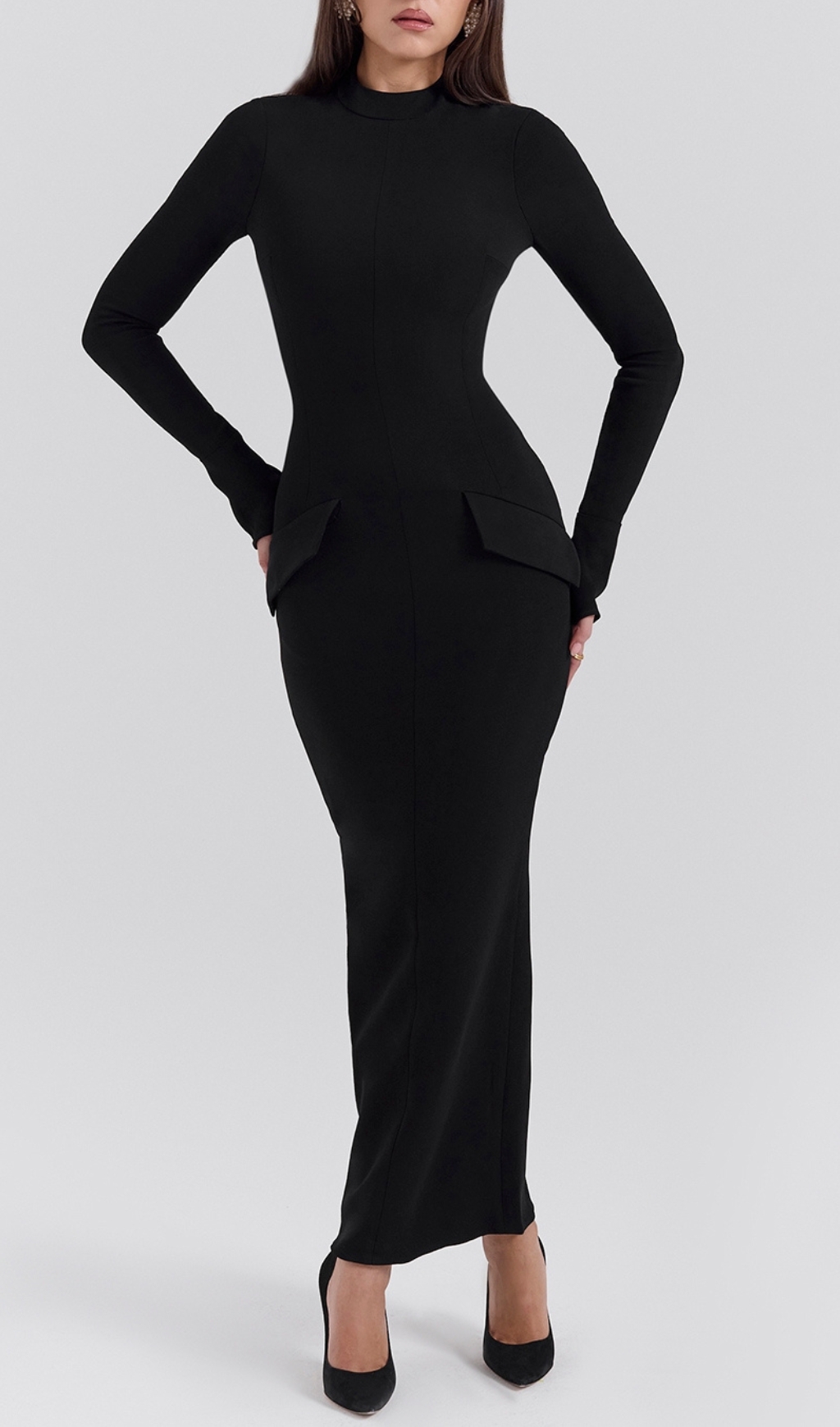 Fashionslee Women Buchanan Black Turtleneck Maxi Dress