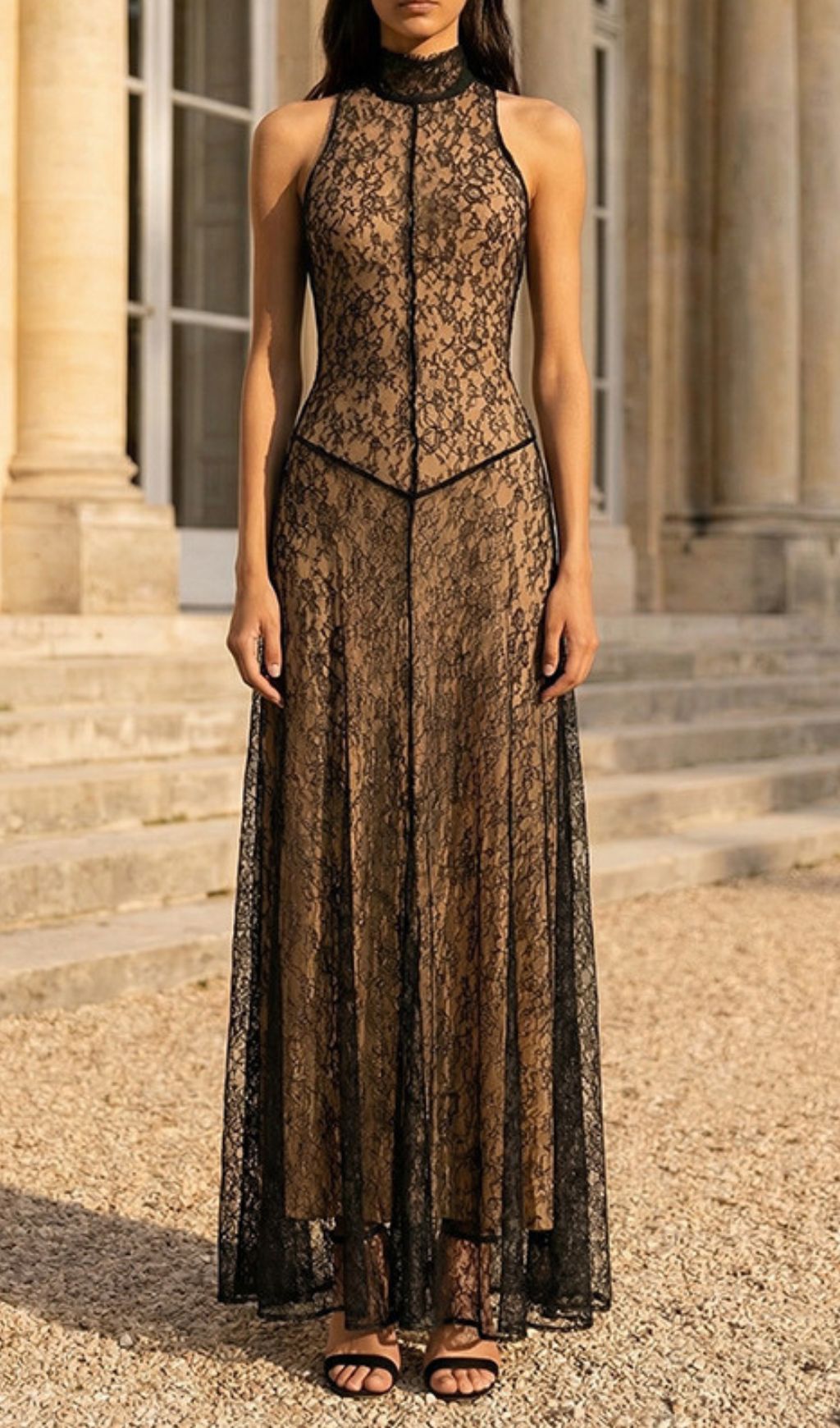 Fashionslee Women Jagna Black Lace Maxi Dress