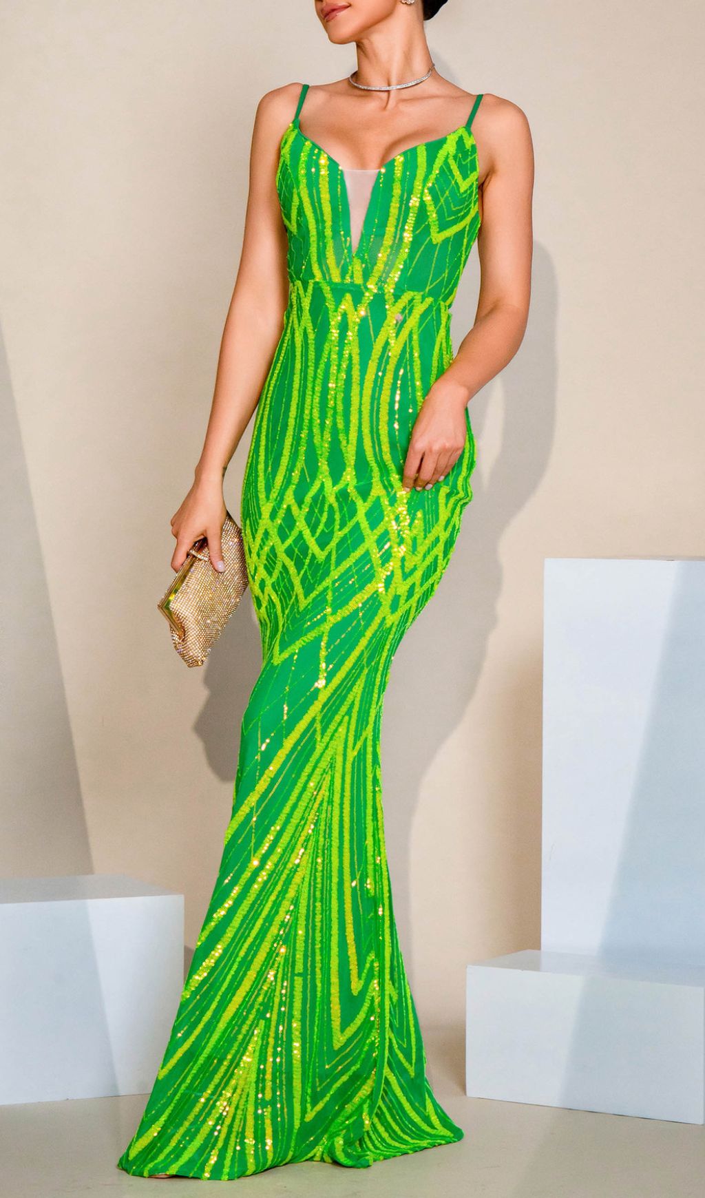 1f6e1e97a9195540ec3be42bd3509bca.jpg Fashionslee Women Firenze Green Strappy Sequin Maxi Dress
