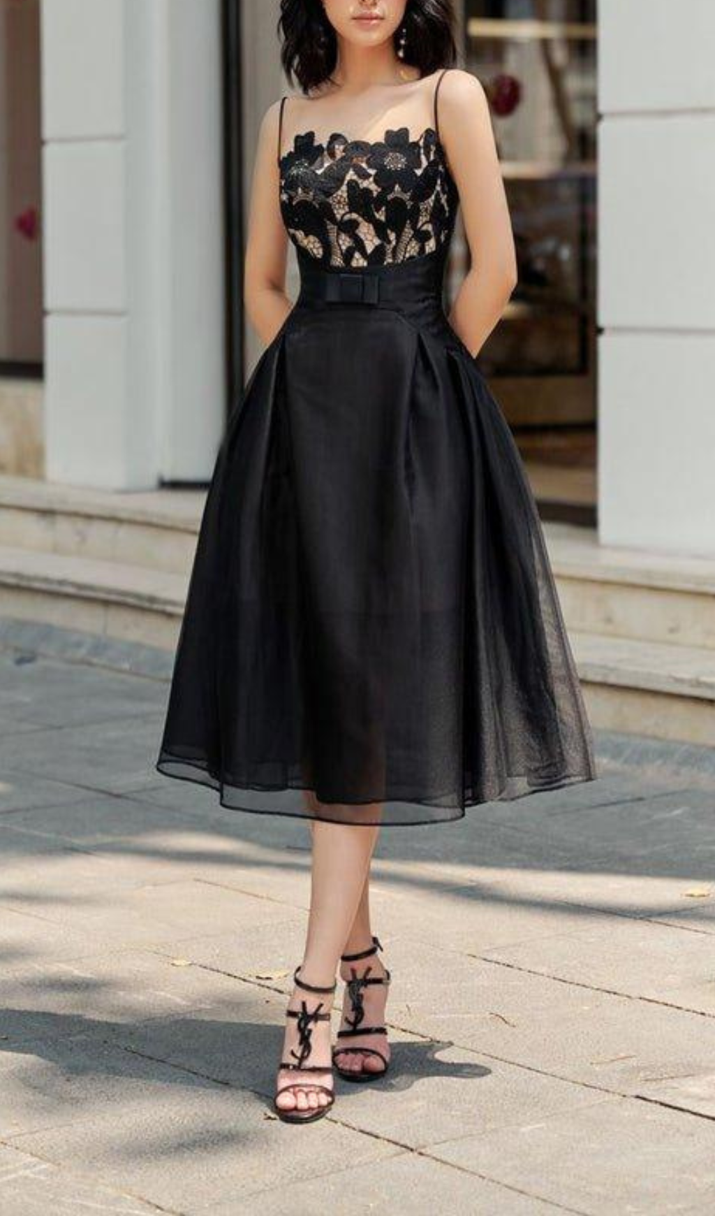 Fashionslee Women Asuka Tule Lace Midi Dress