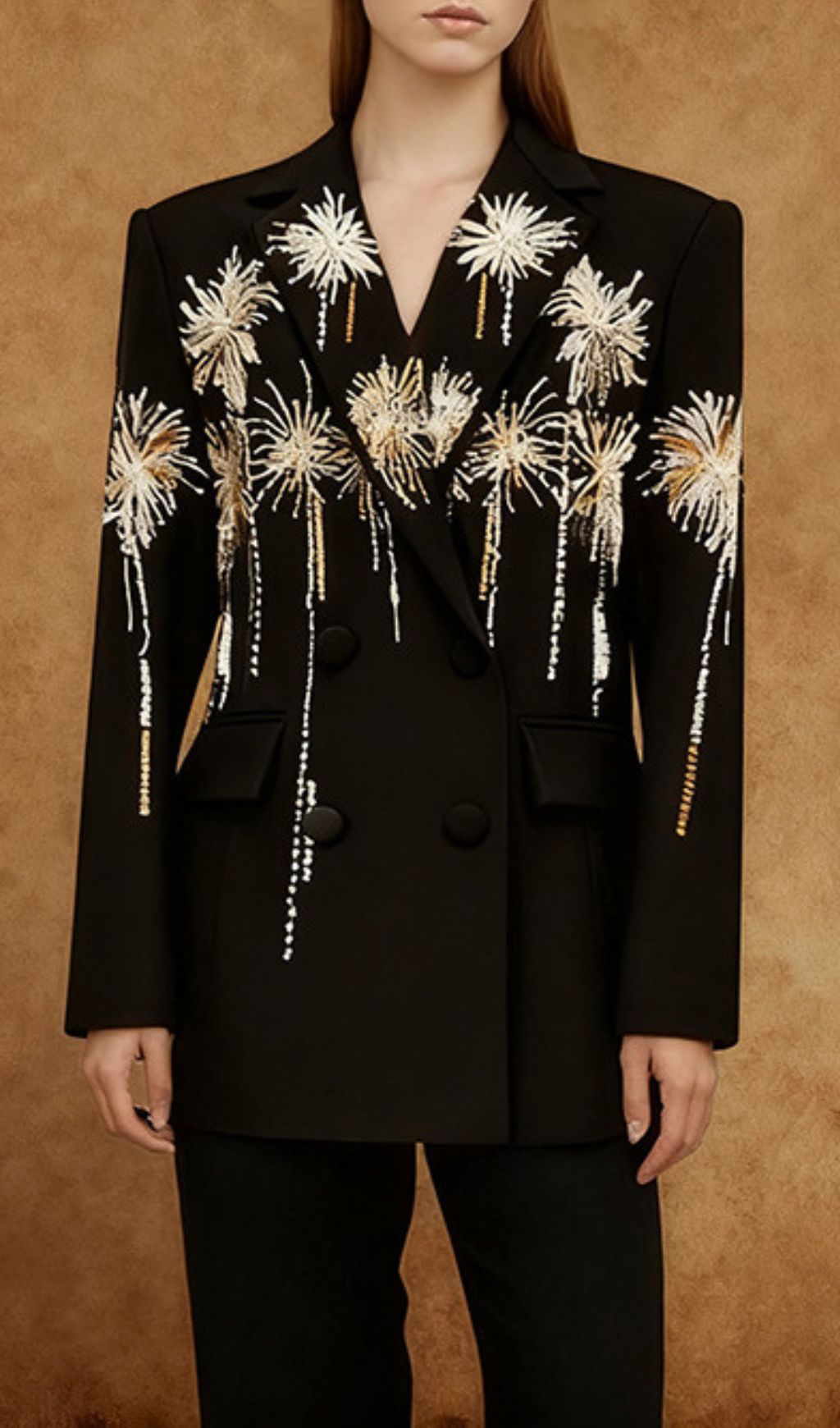 Fashionslee Women Hibah Black Firework Embroidery Blazer