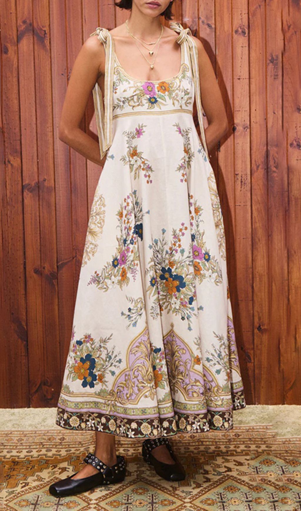 Fashionslee Women Ismet Strappy Floral Printed Maxi Dress