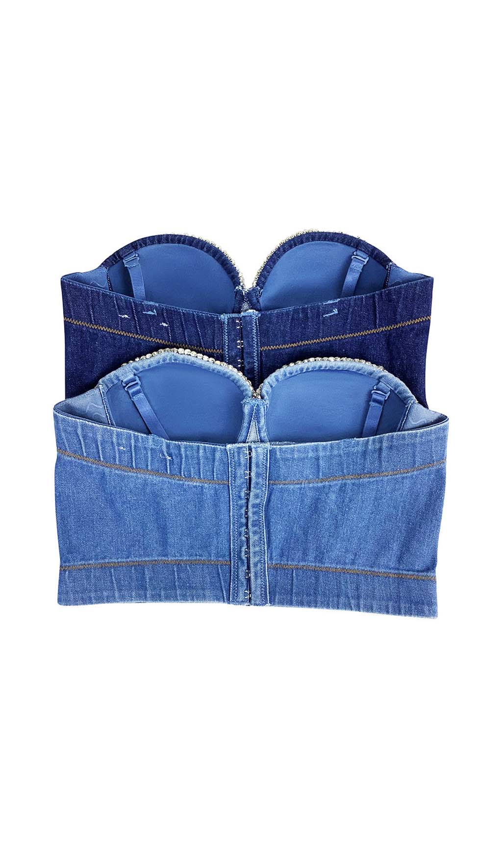 1ffc96118a3db7a53f0b0a1802a0384b.jpeg Fashionslee Women Bustier Denim Top In Blue