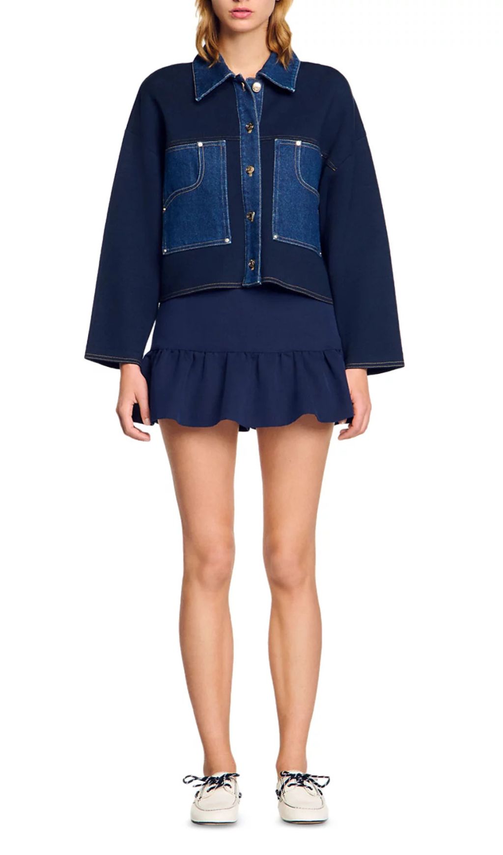 Fashionslee Women Denim Detail Cardigan