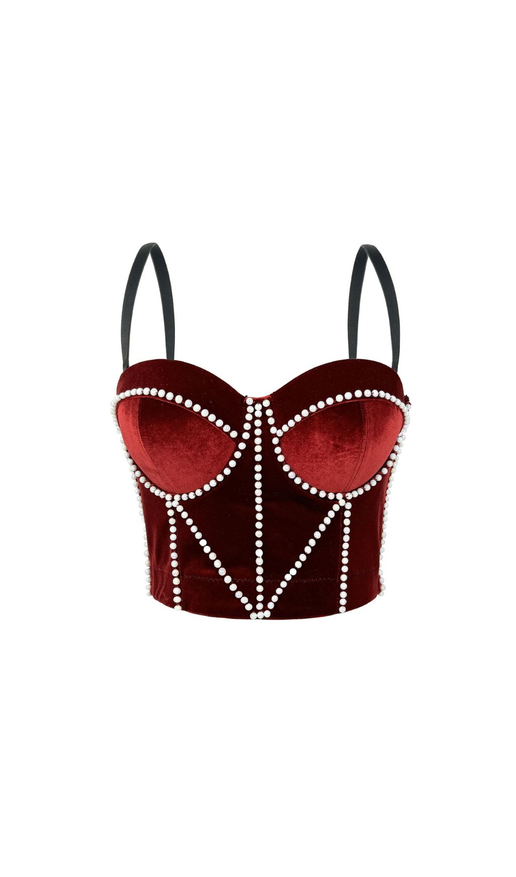 Fashionslee Women Jade Beaded Velvet Crop Top