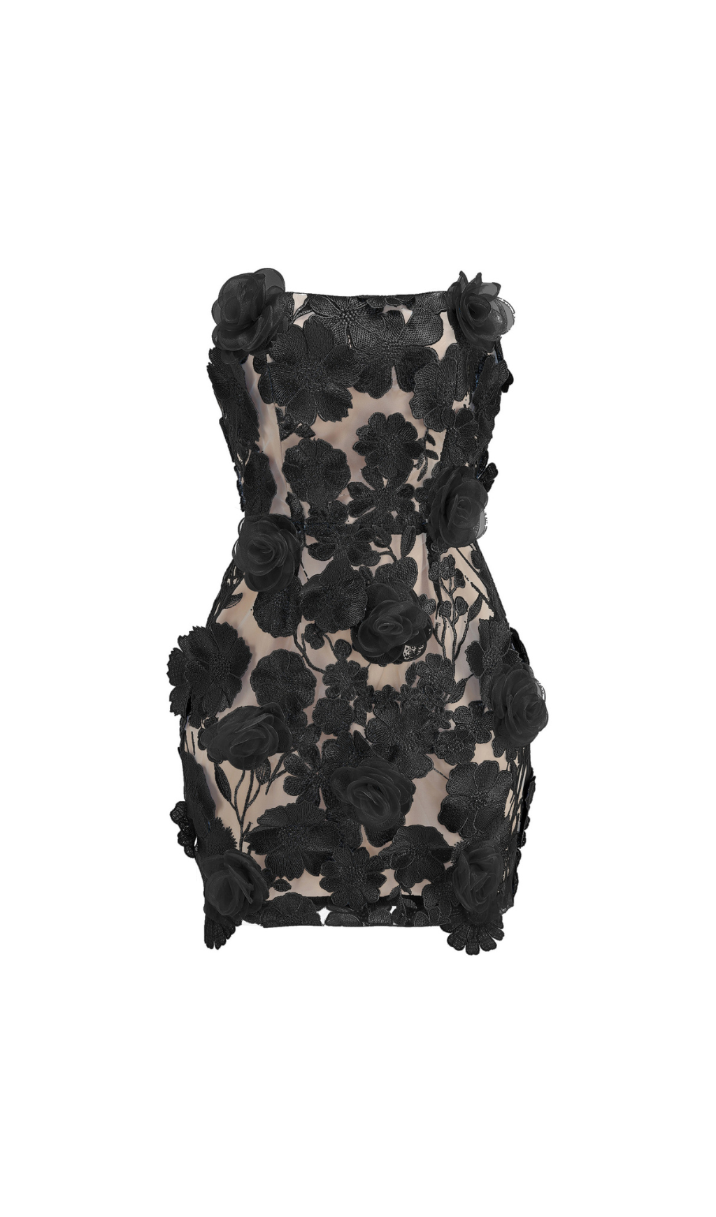 207f65c54602ea1da80a2b7a09c944f9.png Fashionslee Women Enya Black Strapless Flower Mini Dress