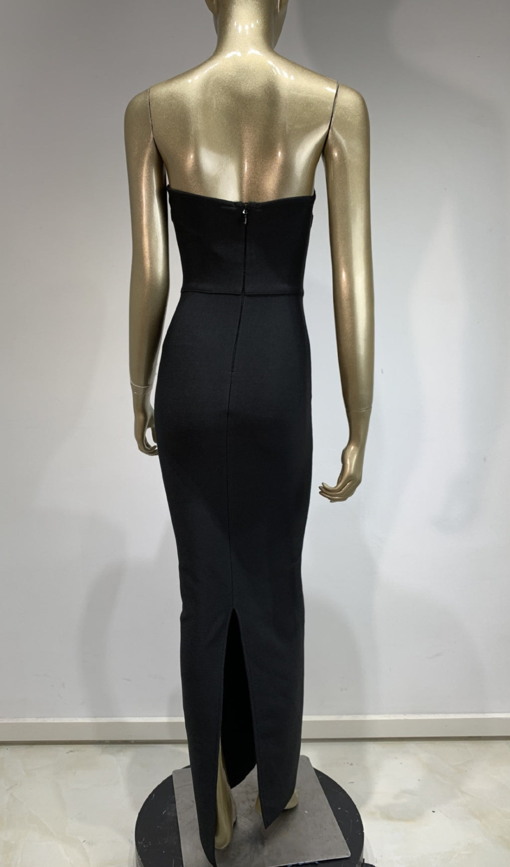 Fashionslee Women Bjork Black Strapless Bead Maxi Bandage Dress