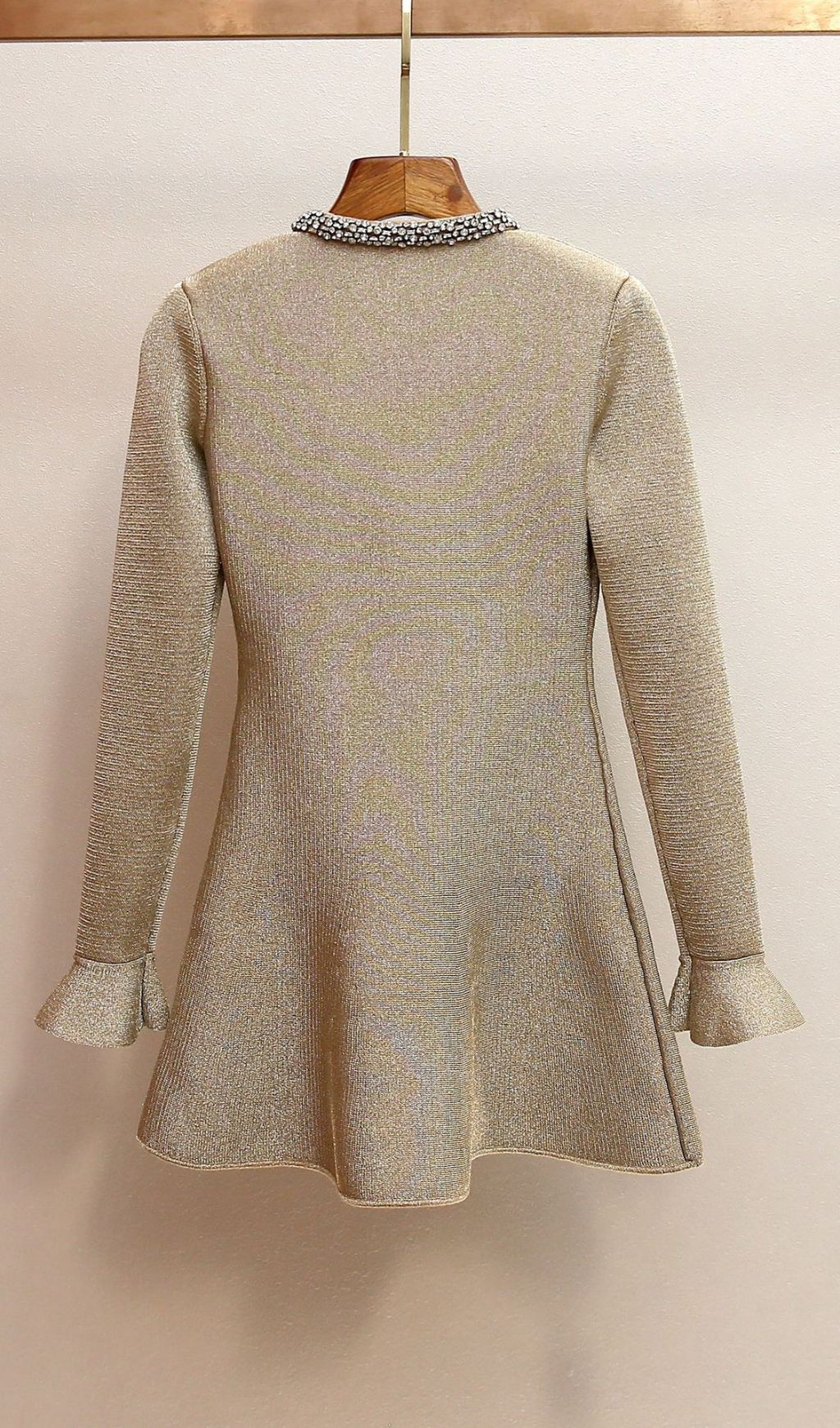 2130aa1fa56320219d118125790890bb.jpg Fashionslee Women Gold Crystal Trim Mini Dress