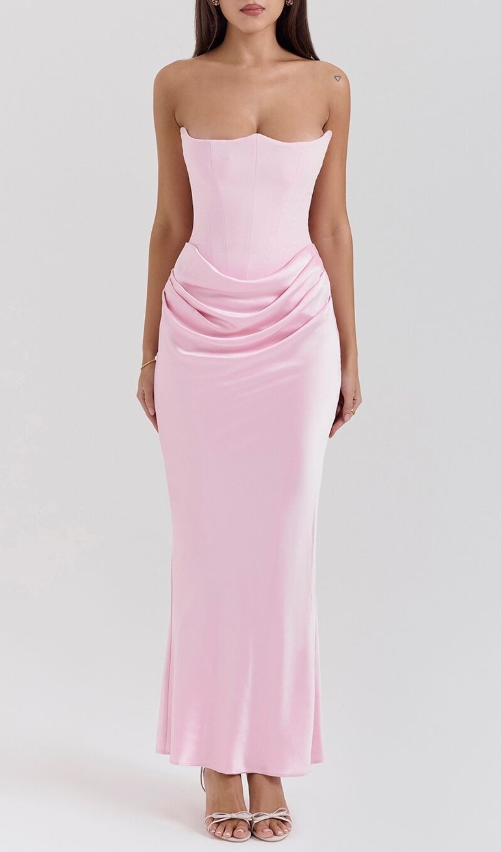 Fashionslee Women Ruched Corset Dress Maxi Dress In Pink