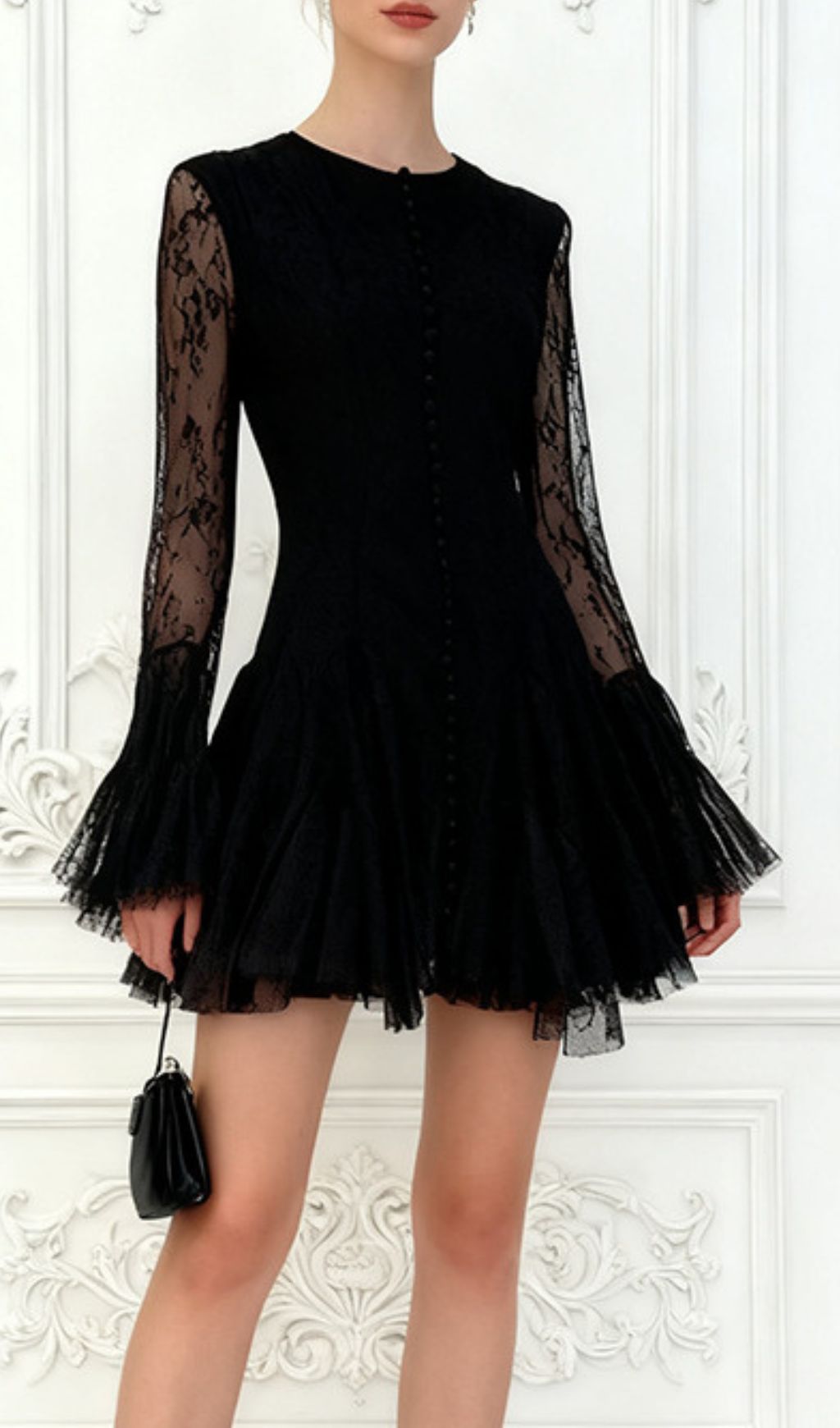 Fashionslee Women Ina Long Sleeve Lace Mini Dress