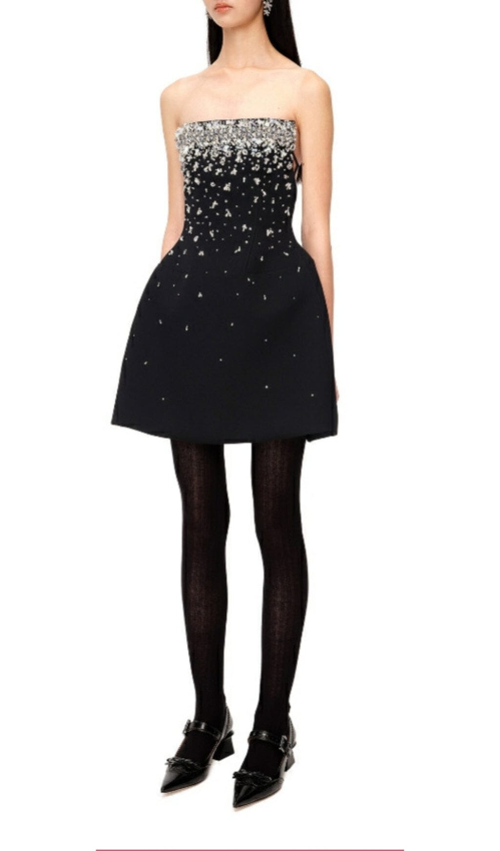 215d5f27afde697303eba7dc06de253c.jpeg Fashionslee Women Crystal Beading Strapless Mini Dress In Black