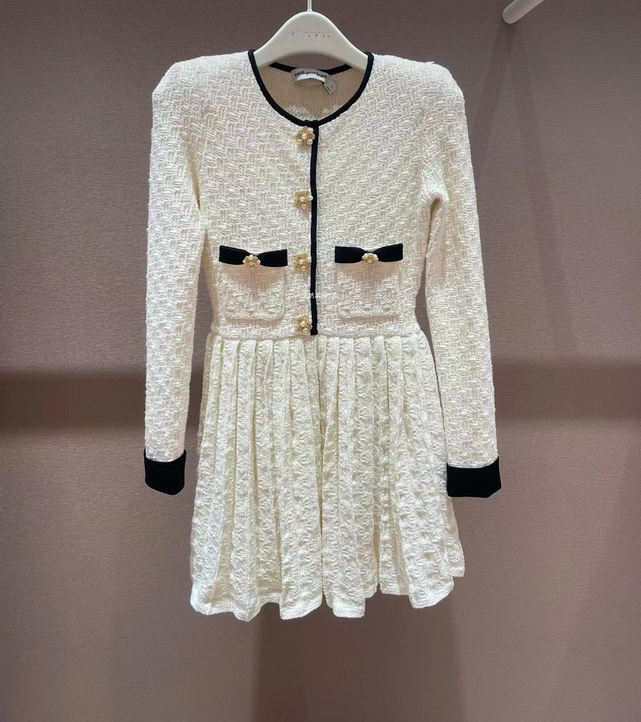 Fashionslee Women Agam Cream Weave Knit Mini Dress