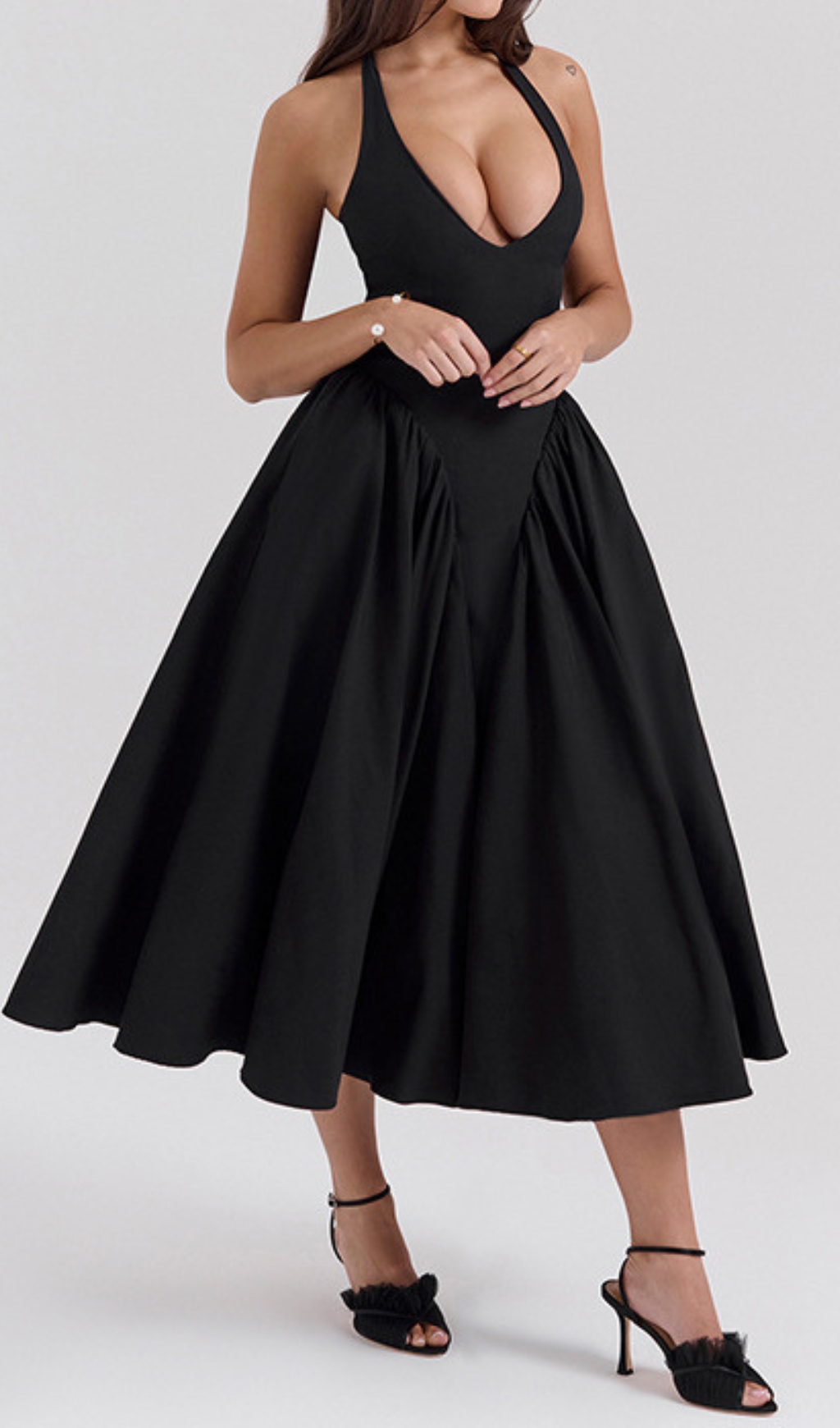 217d86f79e251d39c853ac4dcade17ac.jpg Fashionslee Women Dierdra Black Halter Midi Dress
