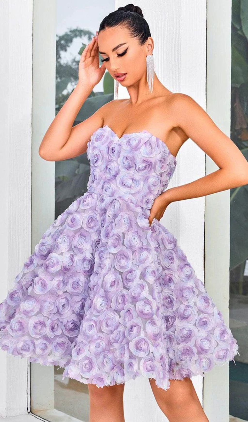 Fashionslee Women Berke Purple Flower Mini Dress
