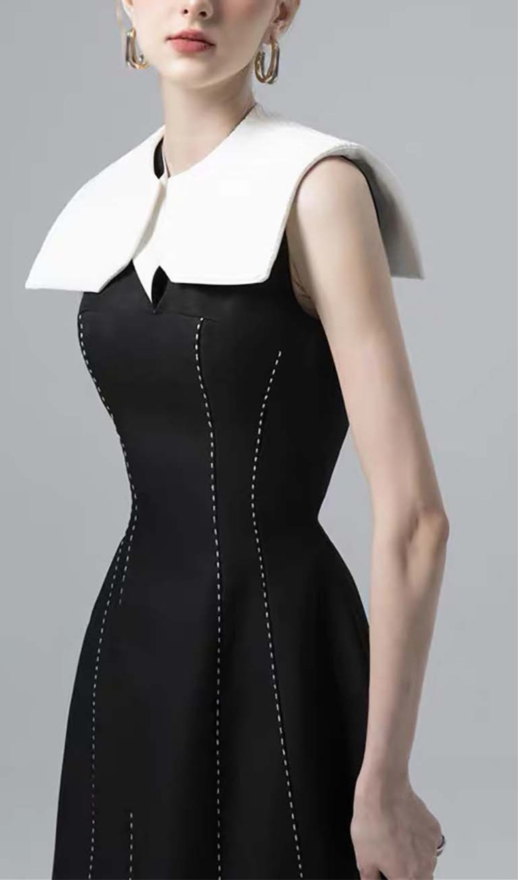 Fashionslee Women Stitching A Line Midi Dress In Black