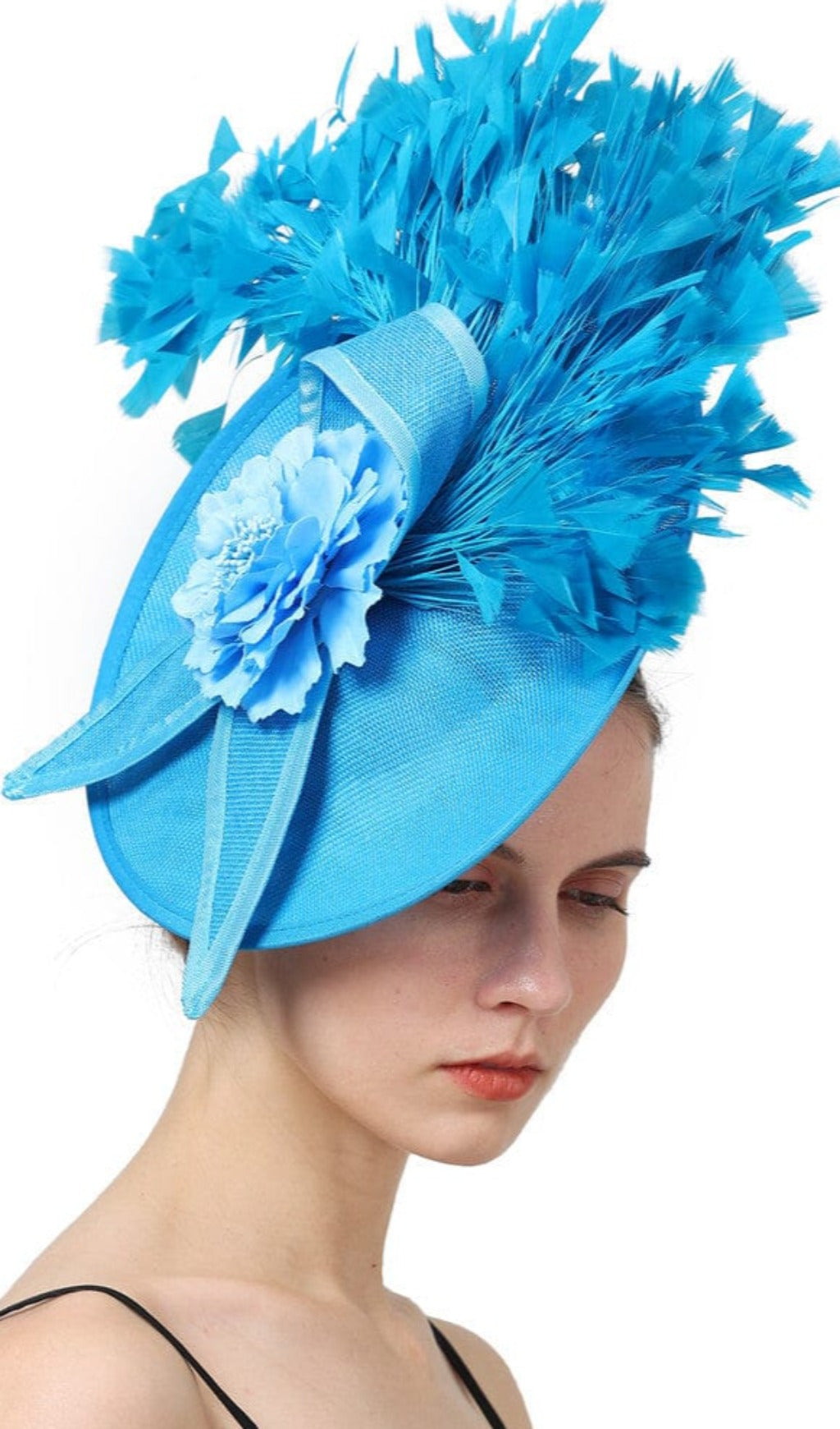 Fashionslee Women Blue Elegant Feather Fascinators