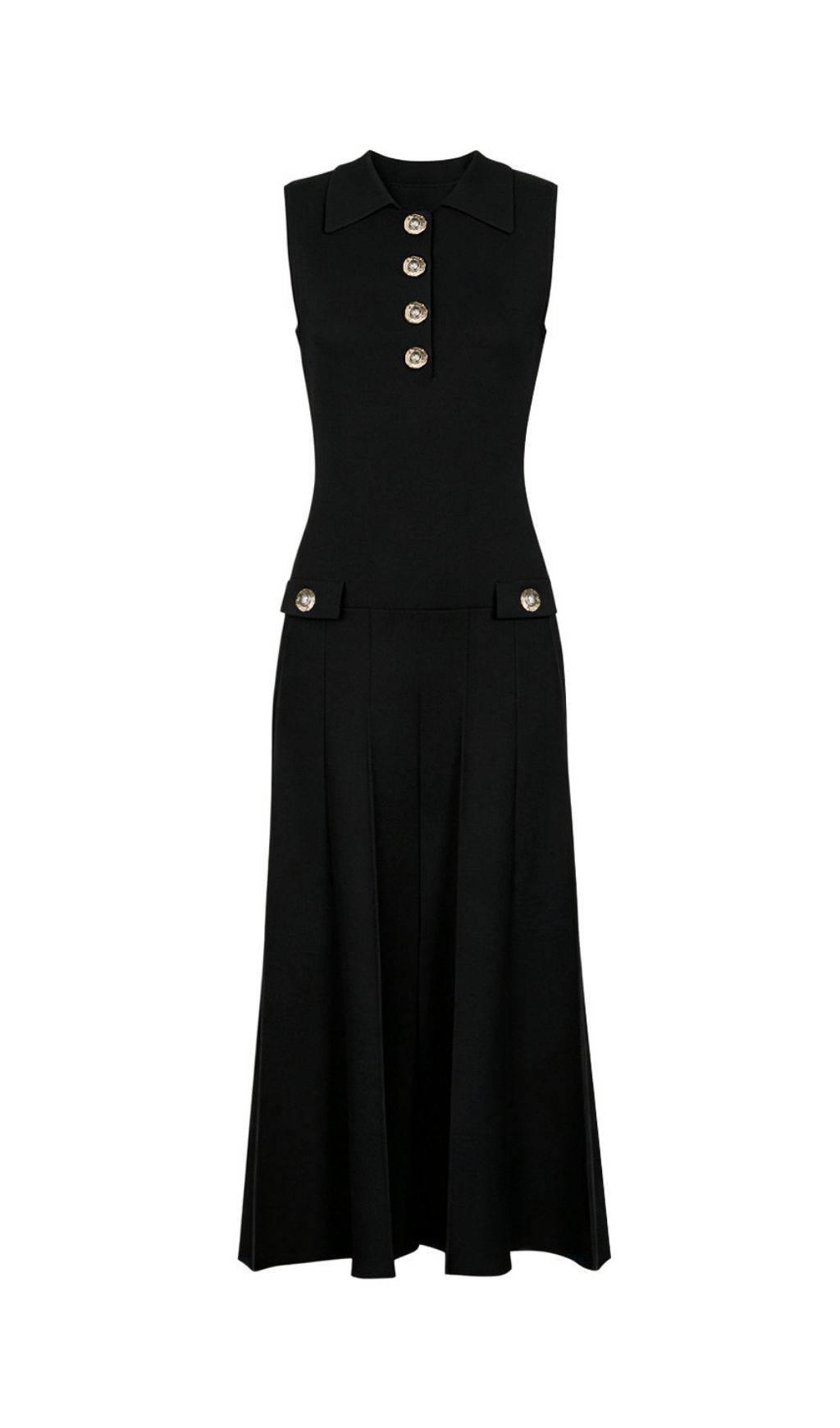 Fashionslee Women Kimiko Black Sleeveless Knit Midi Dress